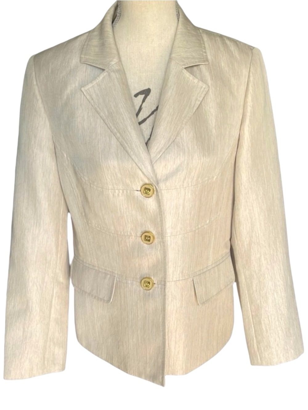 Laura Gold/Taupe 3 Button Lightweight Blazer Jacket (8)